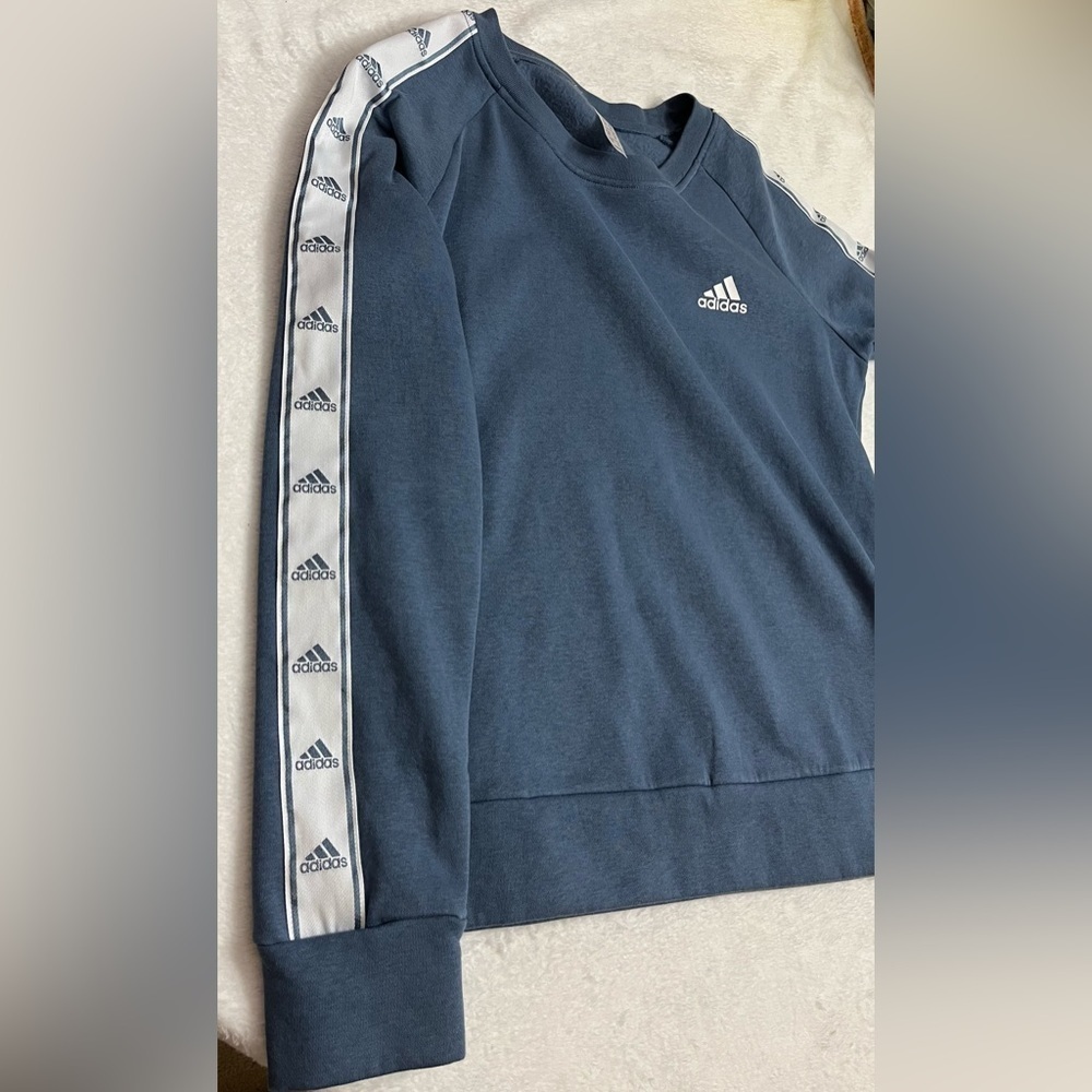 Adidas Women's Tiro Tape Crewneck Sweatshirt. Womens small Blue logo long sleeve - Picture 3 of 10